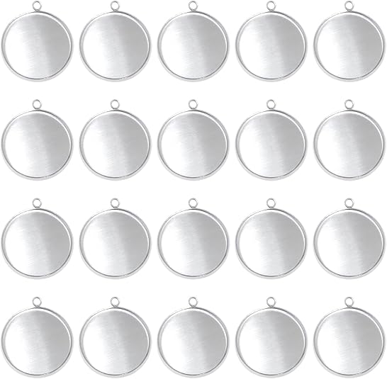 Resin Art Materials Kit - 20-delige roestvrijstalen ronde bezel blanks hanger