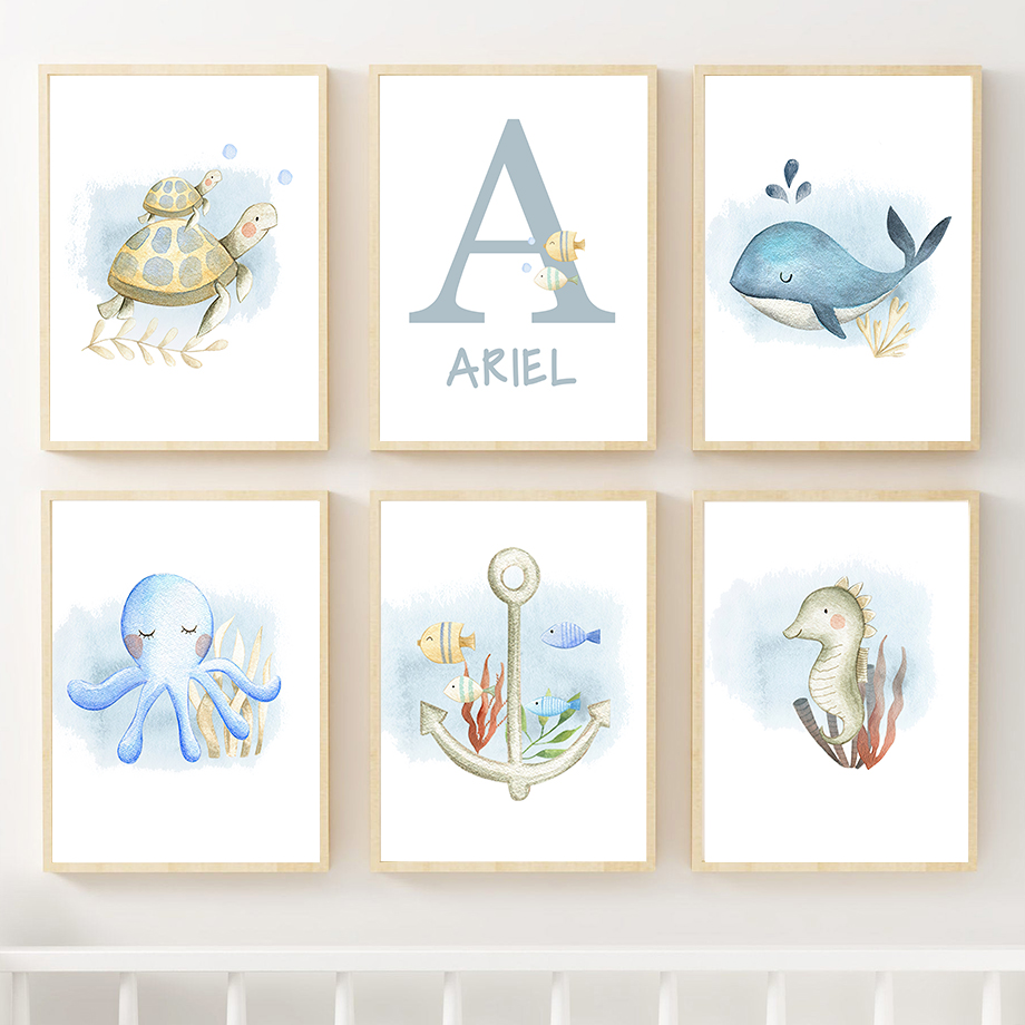 Resin Art Name - Mariene Organismen Aangepaste Baby Naam Muurkunst