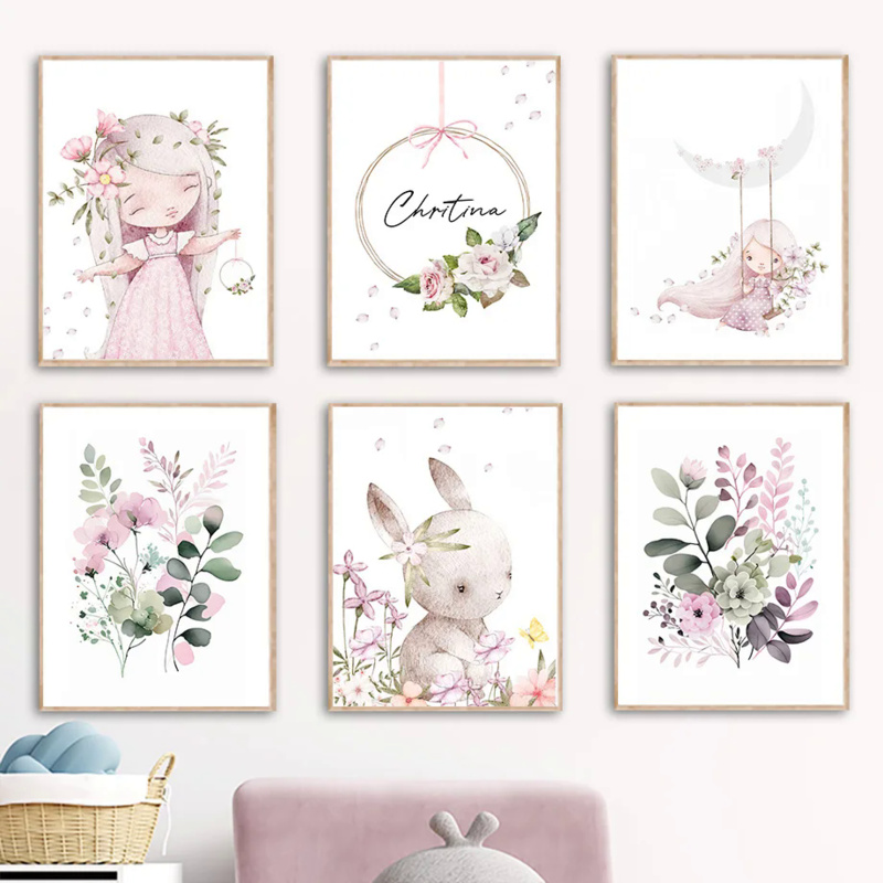 Resin Art Name - 2026 Scandinavische Cartoon Esthetiek Wanddecoratie Roze