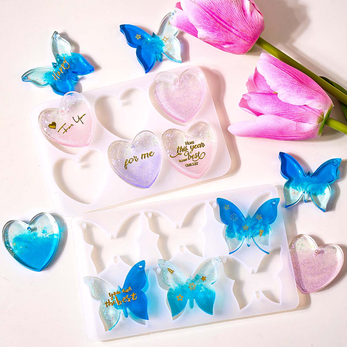 Resin Art Heart - Zes-gaats siliconen mal met gaten voor