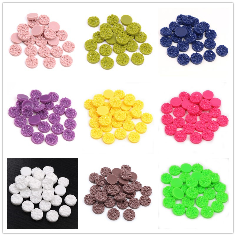 Resin Art For Sale - 40pcs Hars Druzy Cabochons Dome 8/10/12mm