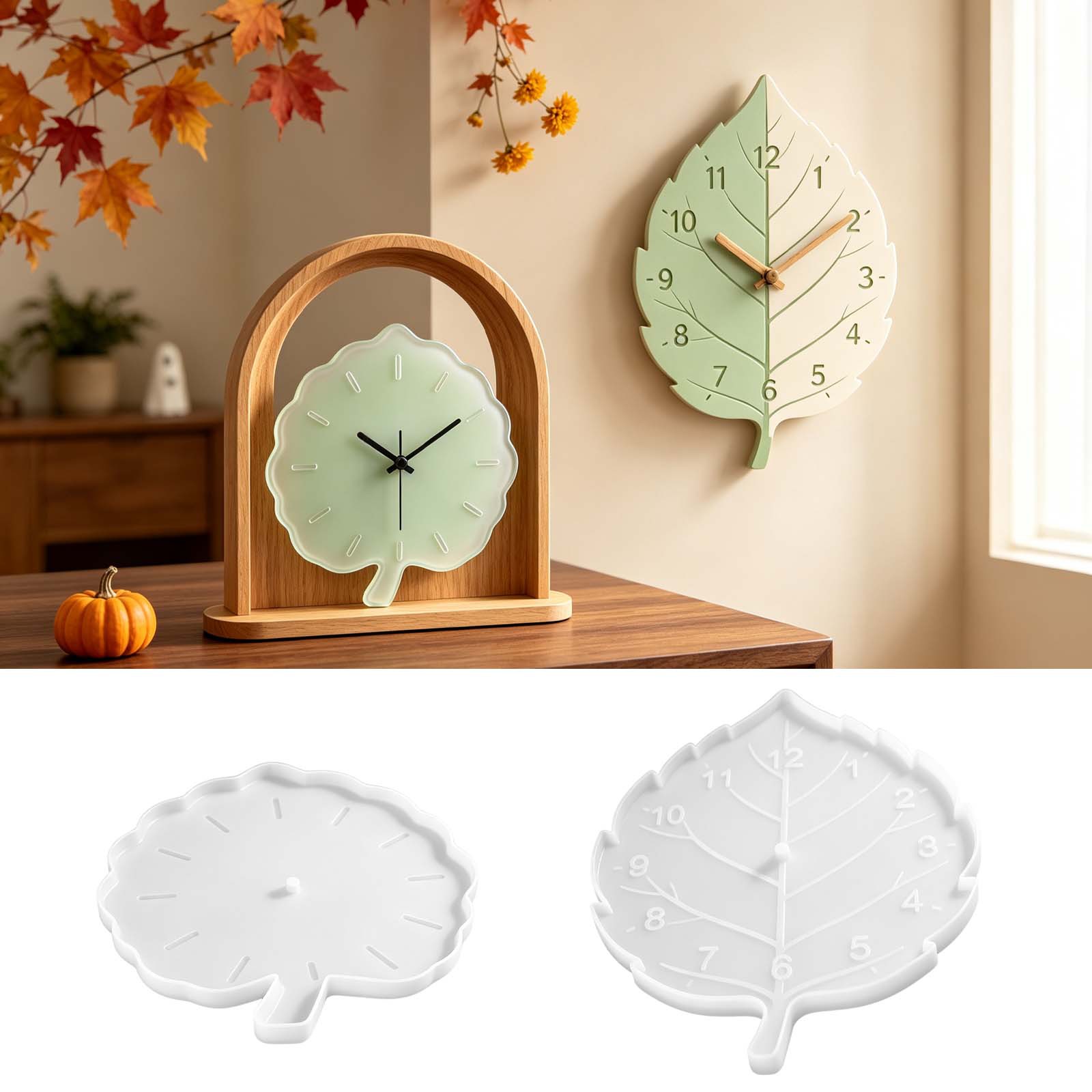 Resin Art Wall Clock - Klok siliconen mallen bladnerf textuur epoxyhars