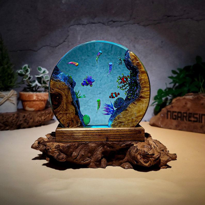 Resin Art And Decor - Oceaanaquarium Organisme Hars Tafellamp Creatieve Kunstdecoratie
