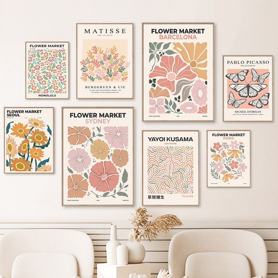 Resin Art Name - Bloemenmarkt Poster Afdrukken Abstract Plant Wall