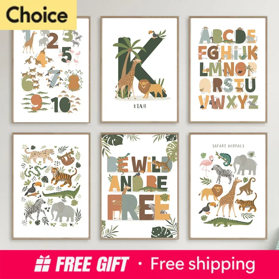 Resin Art Name - Aangepaste naamposter Leeuw Zebra Diamantfoto's Jungle