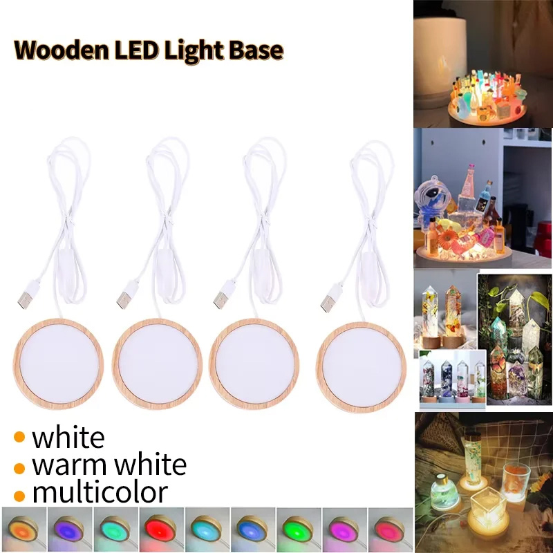 Resin Art Stand - LED-nachtlampje basis 3D decoratieve houten houder