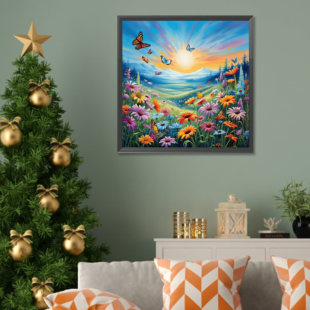Resin Art With Flowers - Diamond Painting Familie Schattige Herten Bloem
