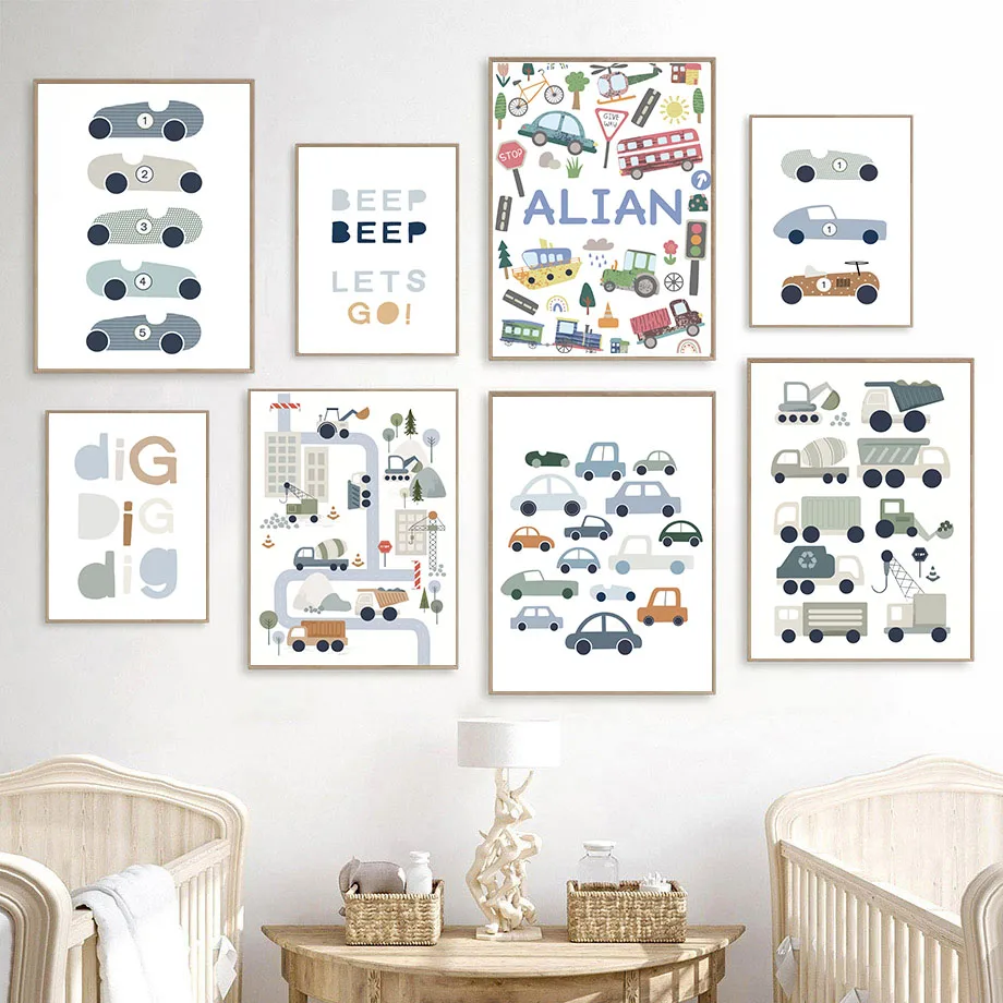 Resin Art Name - Tractor Truck Graafmachine Bulldozer Auto Bus