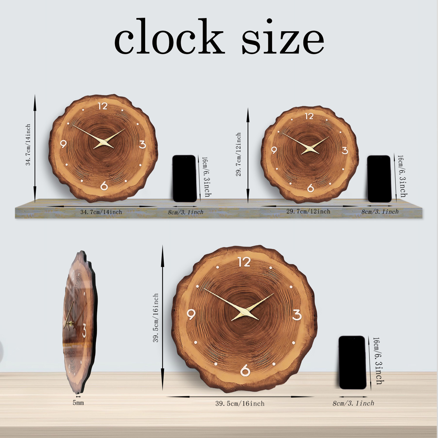 1 st houten ringfineer wandklo - Resin Art Wall Clock recensie en prijs