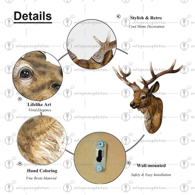 Kunstmatige hertenkop 17 inch, - Resin Art And Decor recensie en prijs